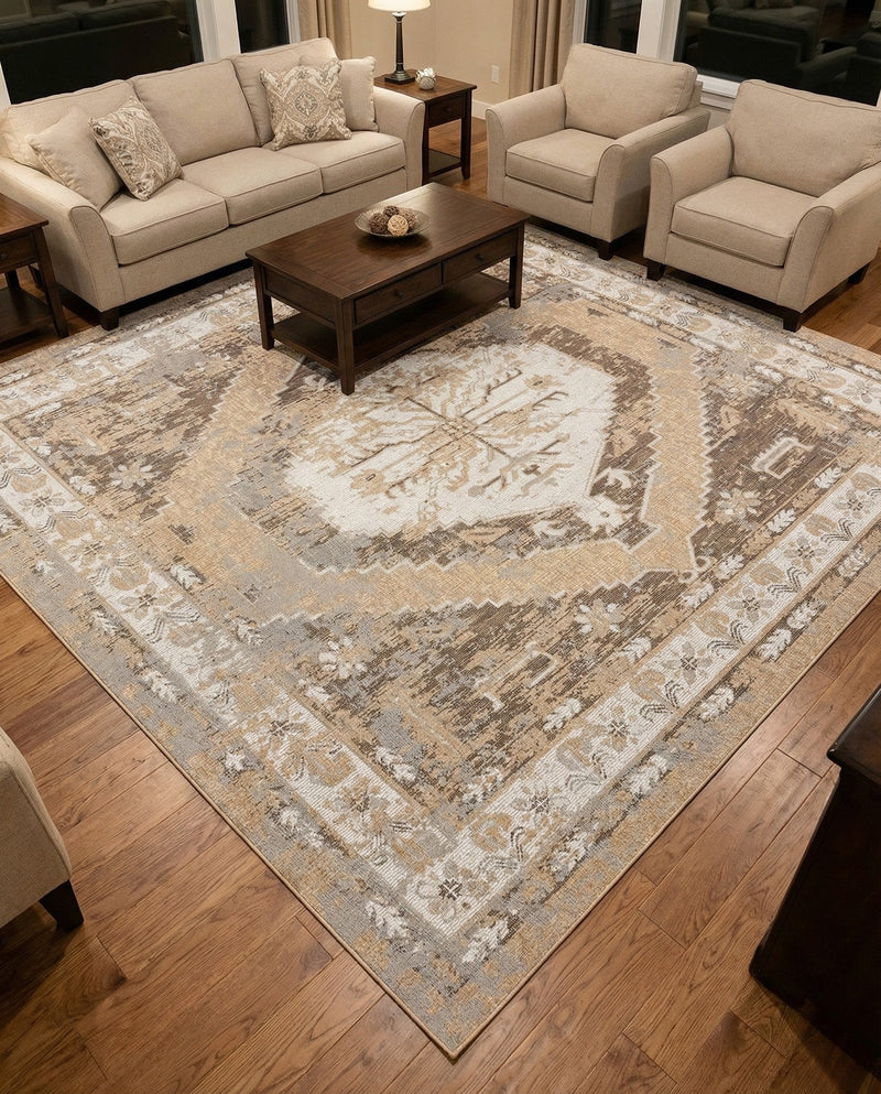 Patio Heritage Collection Area Rug -  Augusta (Natural) Square Natural  lifestyle 57
