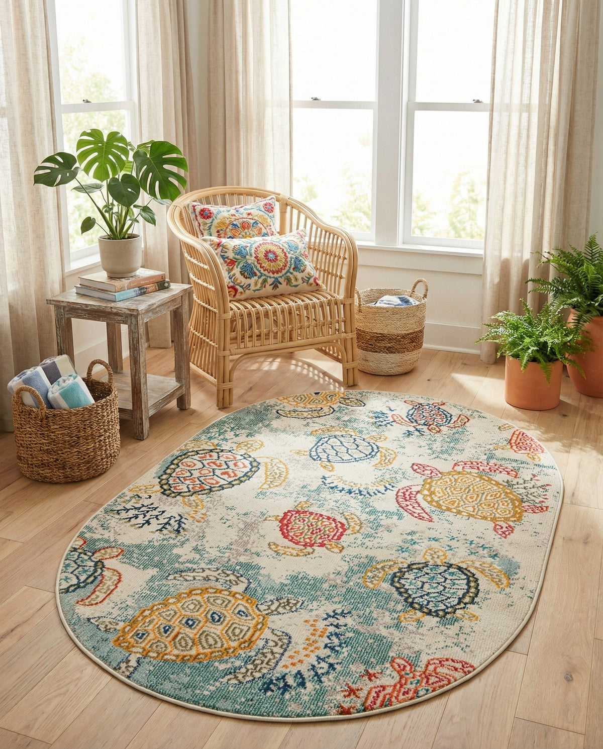 Sorrento Shores Collection Area Rug -  Massa Oval Beige  lifestyle 62