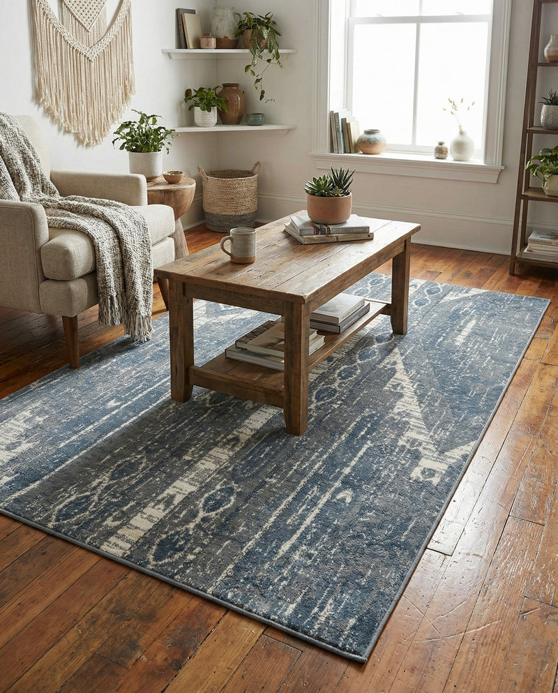 Cascade Range Collection Area Rug - Hood (Blue Gray) Rectangle Blue Gray  lifestyle 7