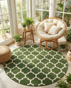 Lattice Gardens Collection Area Rug -  Bloomfield (Dark Green) Round Dark Green  lifestyle 34