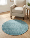 Garden Lattice Charm Collection Area Rug -  Pergola (Aqua) Round Aqua  lifestyle 38