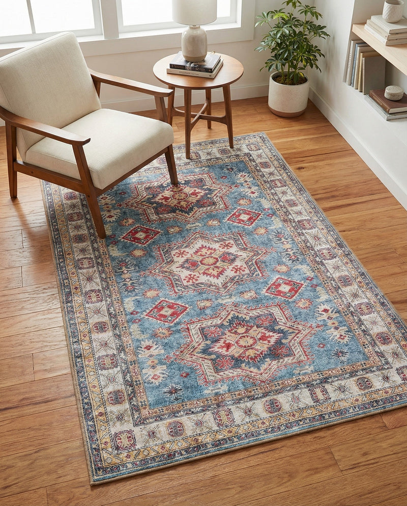 Heritage Elegance Collection Area Rug -  Neuschwanstein Rectangle Light Blue  lifestyle 27