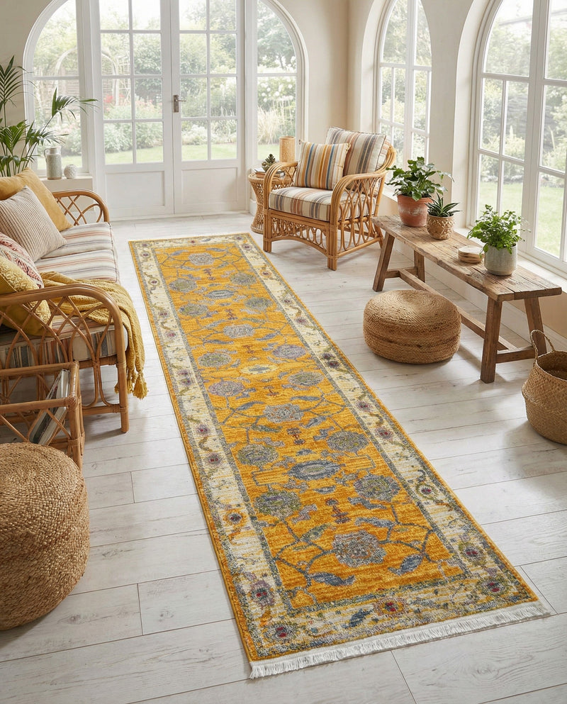 Arcadia Rugs Collection Area Rug - Eden (Yellow) Runner Yellow  lifestyle 73