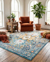 Parisian Elegance Collection Area Rug - Versailles (Teal) Rectangle Teal  lifestyle 26
