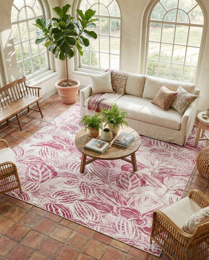 Meadow Breeze Collection Area Rug -  Bluebell Rectangle Fuchsia  lifestyle 18