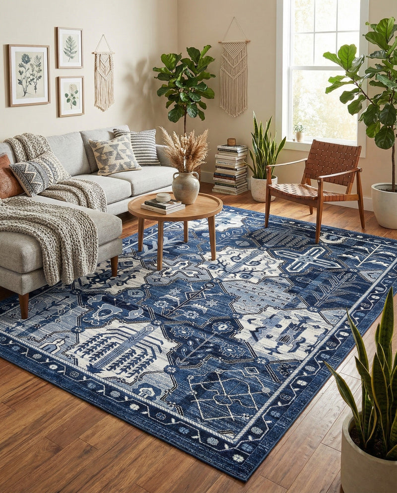 Horizon Collection Area Rug - Dawn Rectangle Blue  lifestyle 70