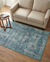 Chateau Elegance Collection Area Rug -  Louvre Rectangle Light Blue  lifestyle 44