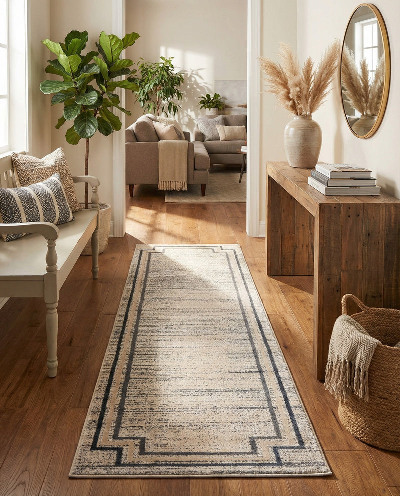 Serenity Sands Collection Area Rug -  Hushhaven Runner Gray  lifestyle 73