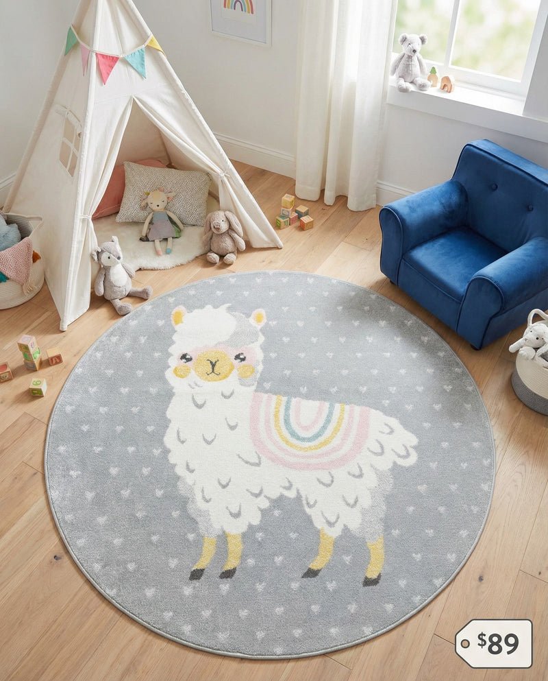 Wonder Tykes Collection Area Rug -  Marvel Round Gray  lifestyle 55