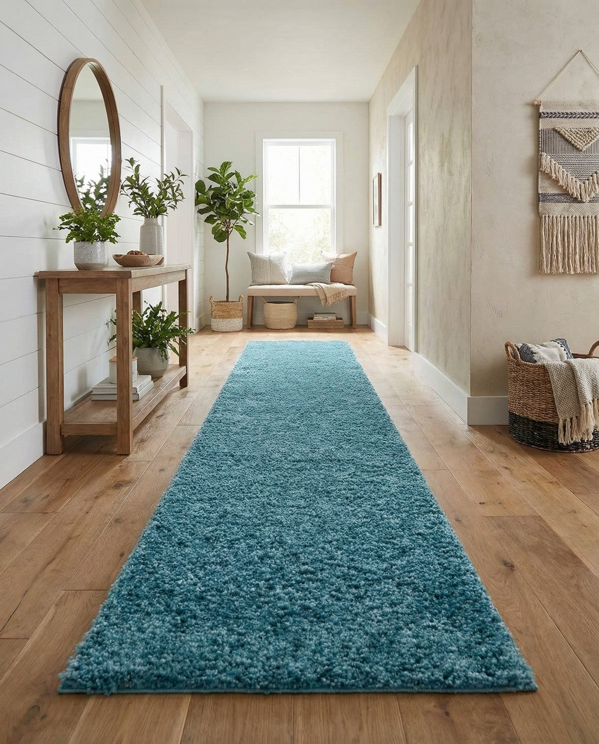Cozy Comfort Shag Collection Area Rug - Haven (Turquoise) Runner Turquoise  lifestyle 75