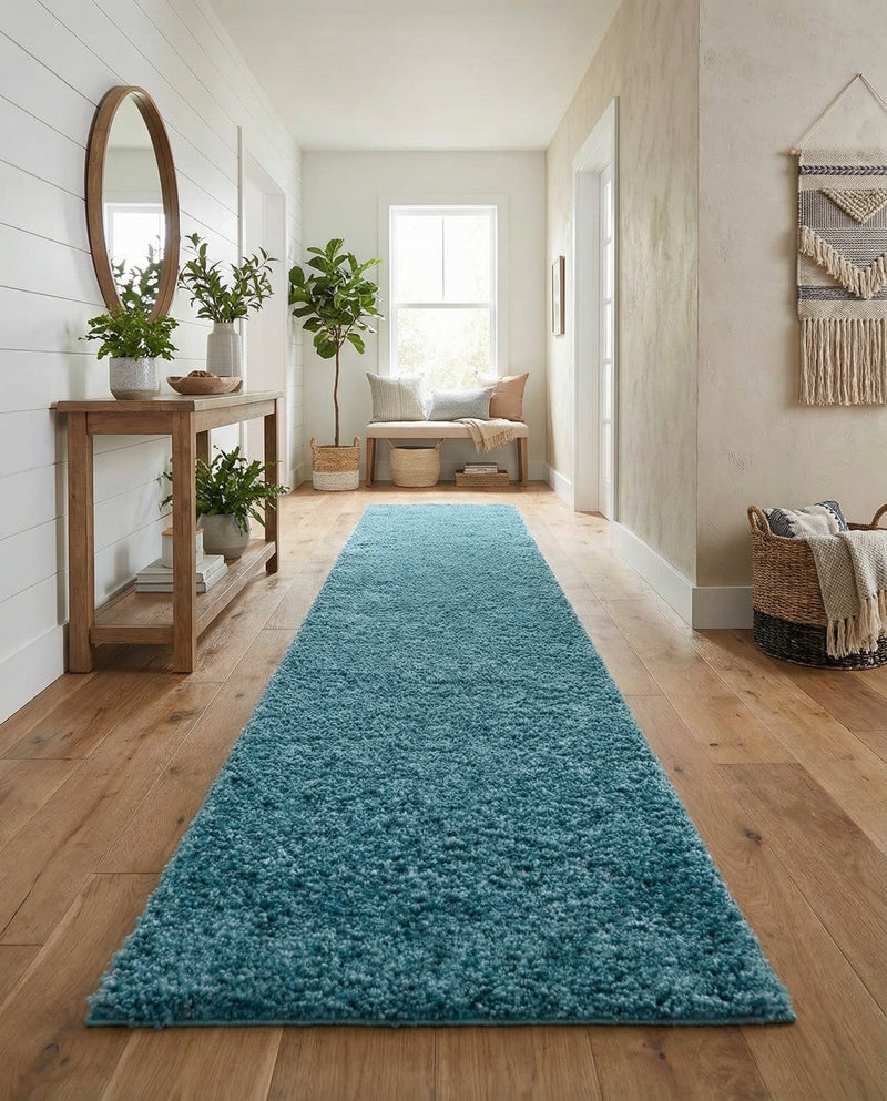 Cozy Comfort Shag Collection Area Rug - Haven (Turquoise) Runner Turquoise  lifestyle 75