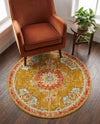 Brighton Terrace Collection Area Rug - Hove (Gold) Round Gold  lifestyle 51