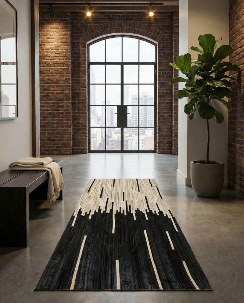 Savannah Hideaway Collection Area Rug - Savannah Runner Black White  lifestyle 34