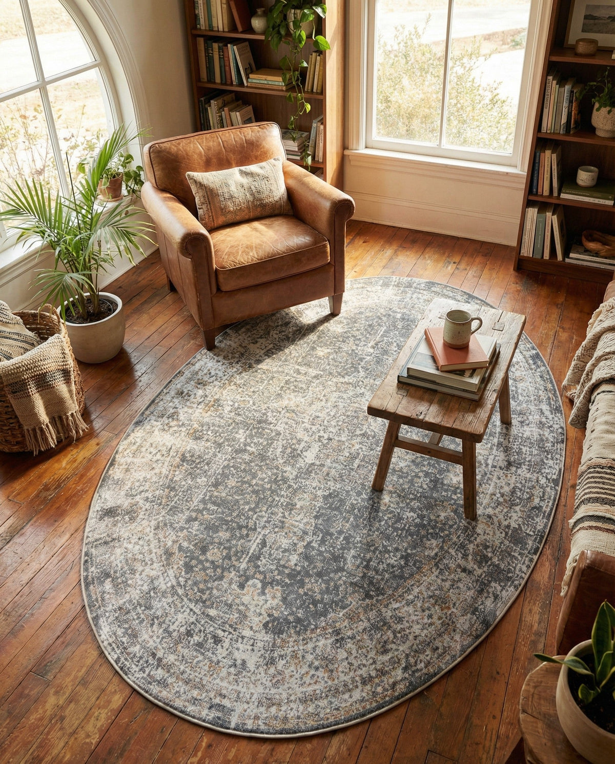 Caribbean Breeze Collection Area Rug -  Utila Oval Fume Gray  lifestyle 88