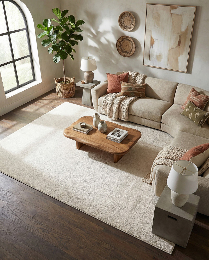 Solid Shag Seaside Collection Area Rug - Azure Cove (Ivory) Rectangle Ivory  lifestyle 30