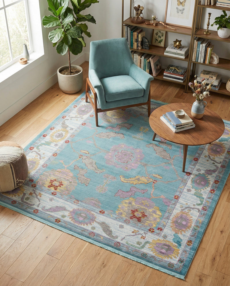 Arcadia Rugs Collection Area Rug - Eden (Aqua and Blue) Square Aqua and Blue  lifestyle 24