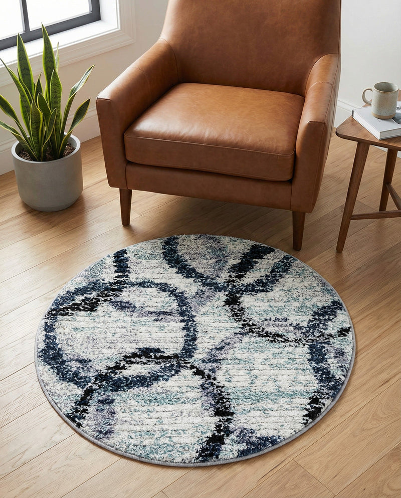 Santa Fe Trails Collection Area Rug -  Taos Round Ivory  lifestyle 47