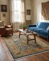 Persian Elegance Collection Area Rug -  Khorramabad Rectangle Navy Blue  lifestyle 17
