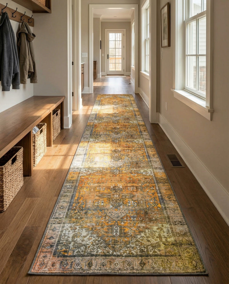Heritage Elegance Collection Area Rug -  Windsor (Yellow) Runner Yellow  lifestyle 28