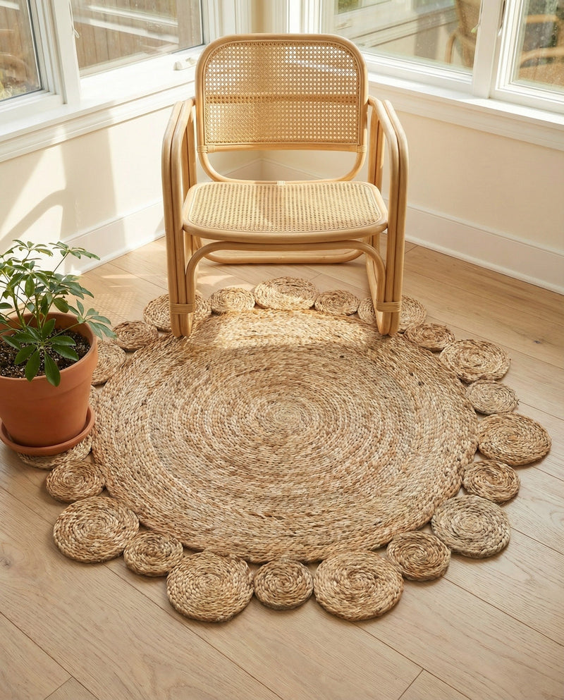 Woven Seaside Jute Collection Area Rug - Sienna Round Natural  lifestyle 40