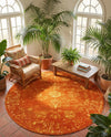 Riviera Elegance Collection Area Rug - Antibes (Orange) Round Orange  lifestyle 71