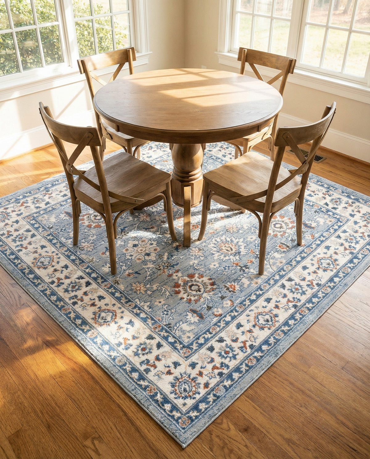 Savannah Elegance Collection Area Rug - Augusta (Aqua Blue) Square Aqua Blue  lifestyle 128
