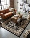 Isfahan Elegance Collection Area Rug - Naghsh-e Jahan (Black) Rectangle Black  lifestyle 44