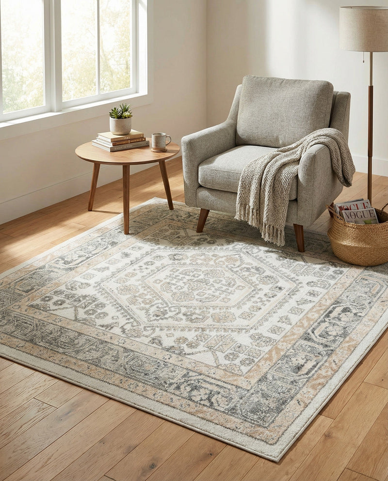 Adriana Terrace Collection Area Rug - Capri (Ivory) Square Ivory  lifestyle 29