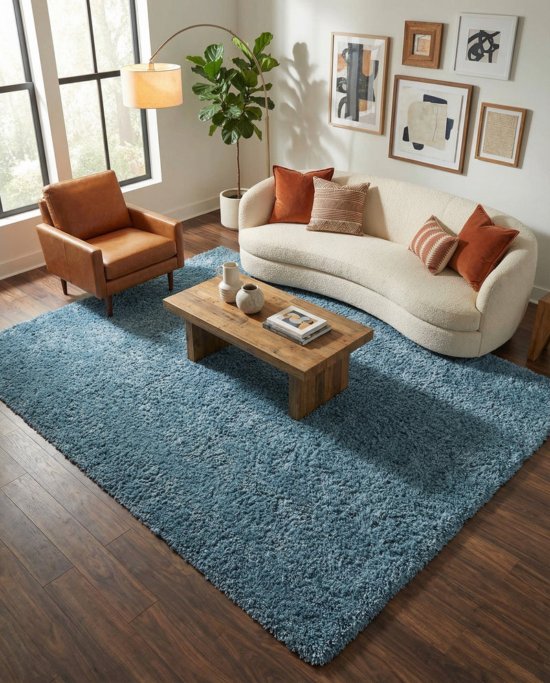 Eternal Plush Oasis Collection Area Rug -  Tranquility (Aegean Blue) Rectangle Aegean Blue  lifestyle 21