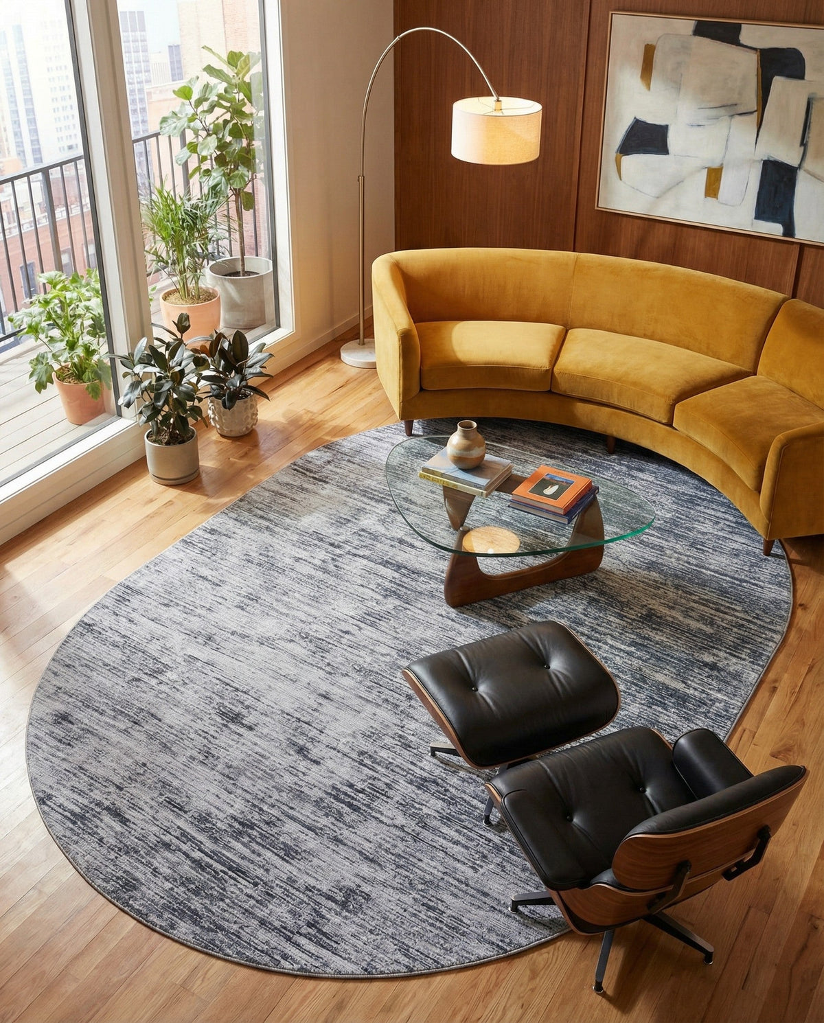 Sahara Essence Collection Area Rug - Oasis (Gray) Oval Gray  lifestyle 97