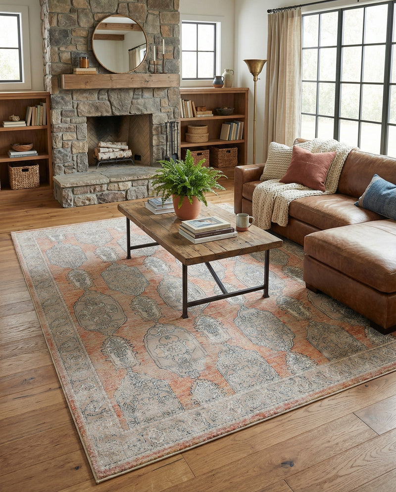 Seville Stripes Collection Area Rug -  Granada (Brick Red) Rectangle Brick Red  lifestyle 25