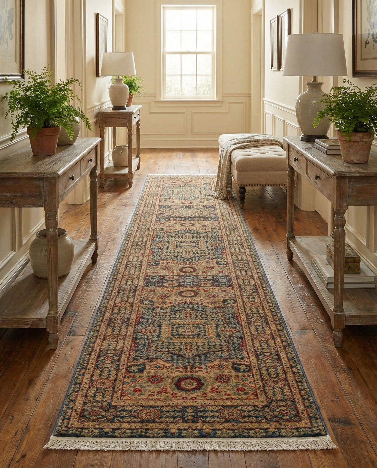 Ottoman Elegance Collection Area Rug - Sultan Runner Blue  lifestyle 185