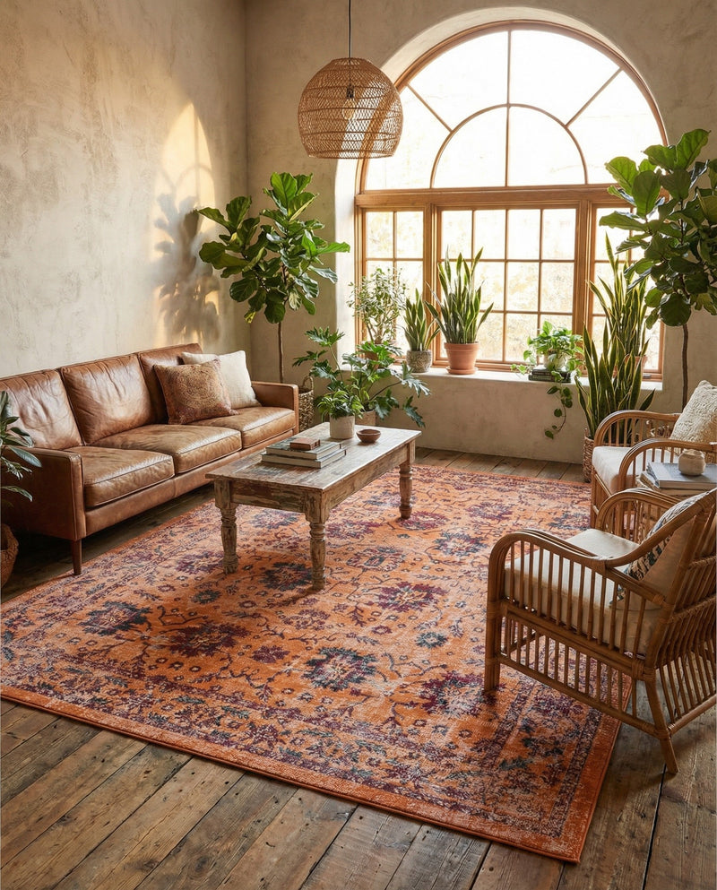 Geneva Terrace Collection Area Rug -  Lausanne Rectangle Orange  lifestyle 40
