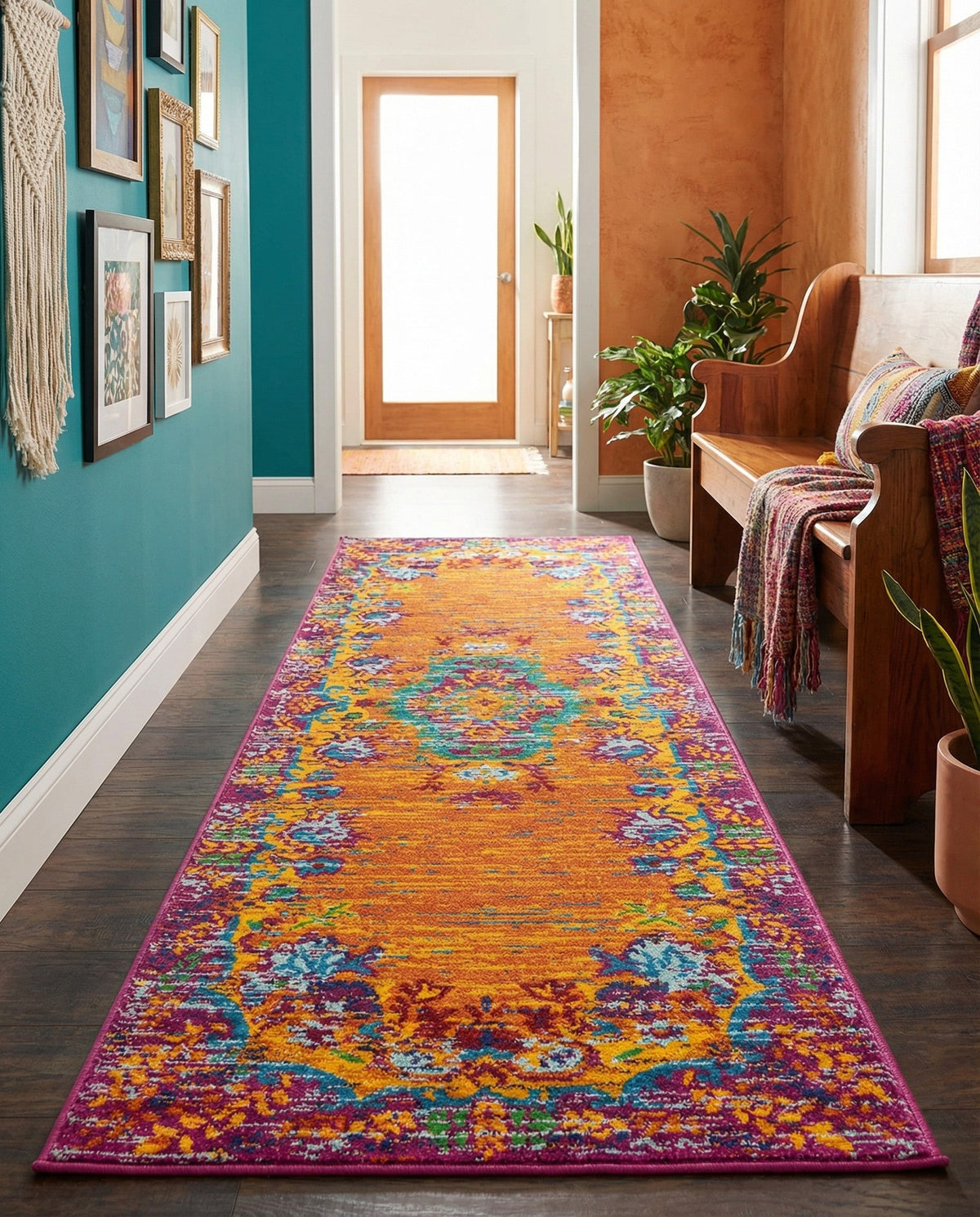 Caribbean Cove Collection Area Rug -  Nevis Runner Orange  lifestyle 101