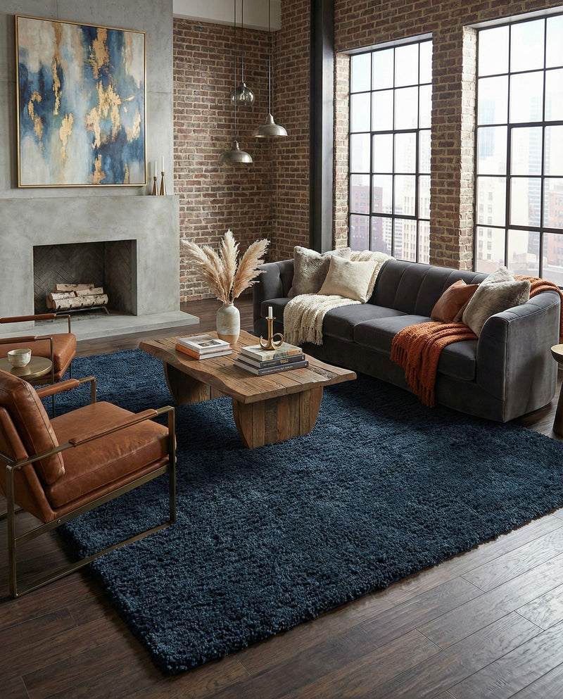 Eternal Plush Oasis Collection Area Rug -  Tranquility (Cobalt) Rectangle Cobalt  lifestyle 16