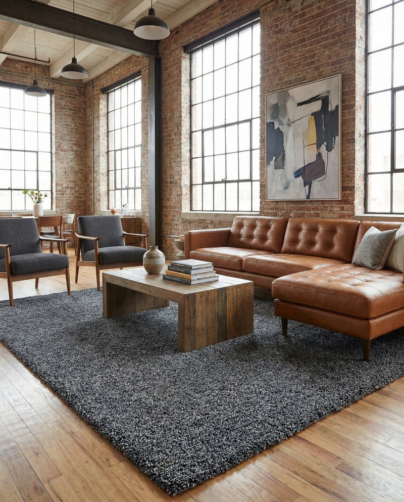 Cozy Comfort Shag Collection Area Rug - Haven (Pebble Gray) Rectangle Pebble Gray  lifestyle 12