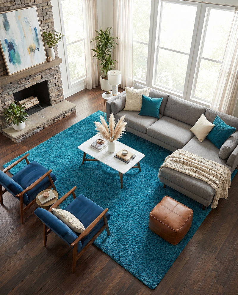 Plush Oasis Collection Area Rug - Serenity (Turquoise) Rectangle Turquoise  lifestyle 15