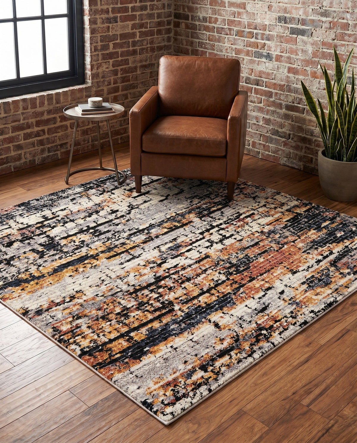 Santa Fe Trails Collection Area Rug -  Chaparral Square Multi  lifestyle 123