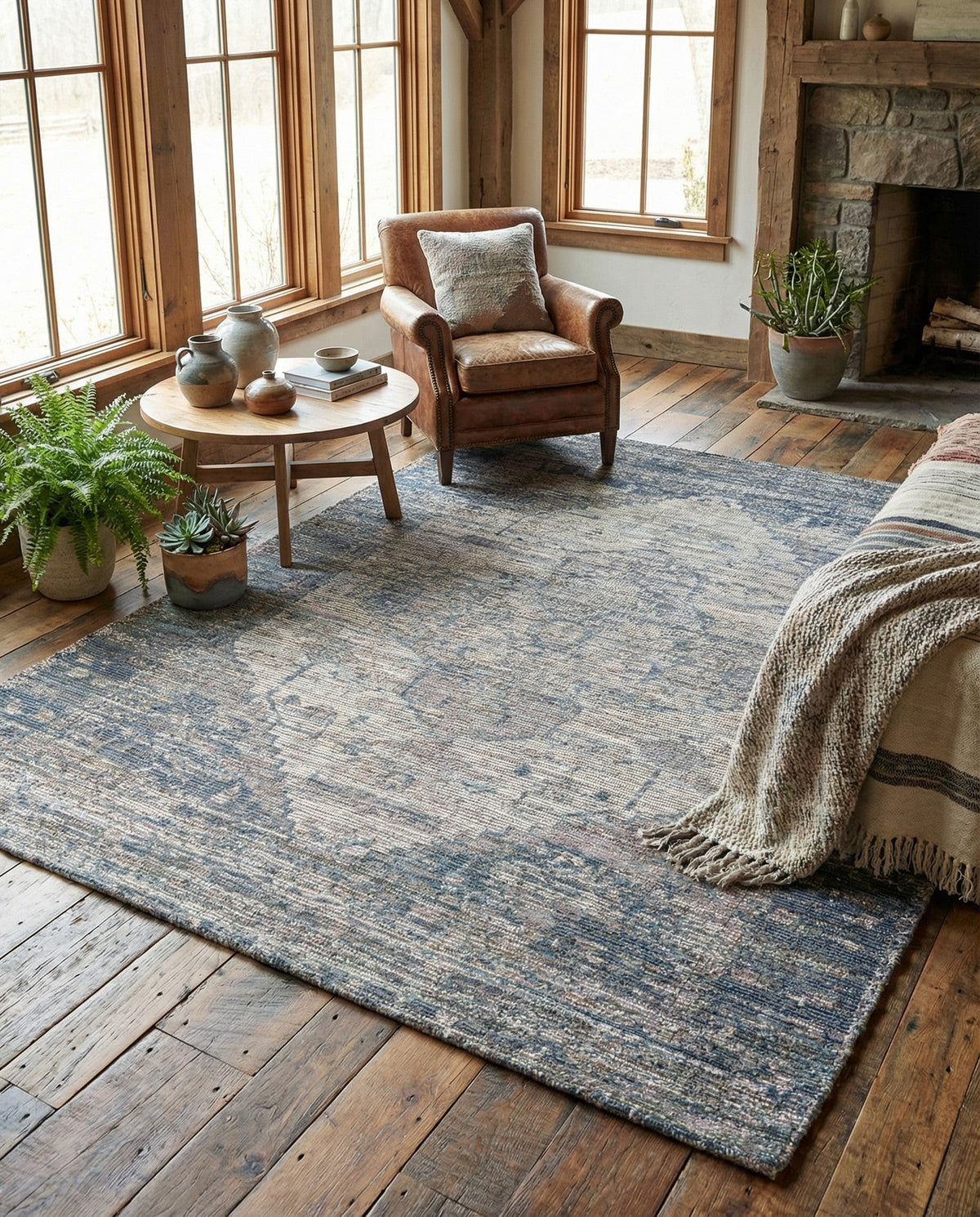 Savannah Threads Collection Area Rug - Sahara Rectangle Blue  lifestyle 25