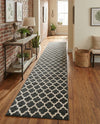 Lattice Gardens Collection Area Rug -  Bloomfield (Black) Runner Black  lifestyle 56