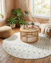 Mediterranean Lattice Collection Area Rug - Santorini (Ivory and Gray) Round Ivory and Gray  lifestyle 71