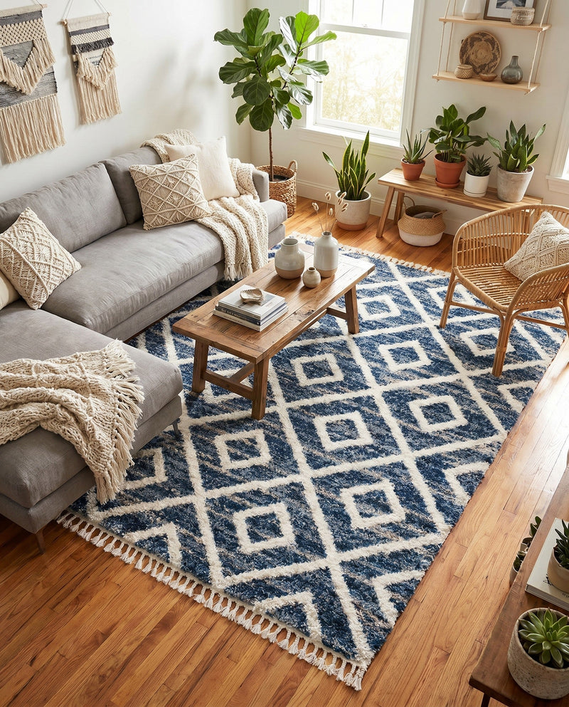 Cozy Cove Shag Collection Area Rug -  Dunes Rectangle Blue  lifestyle 39