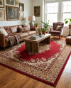 Tabriz Tapestry Collection Area Rug - Azerbaijan (Burgundy) Rectangle Burgundy  lifestyle 8