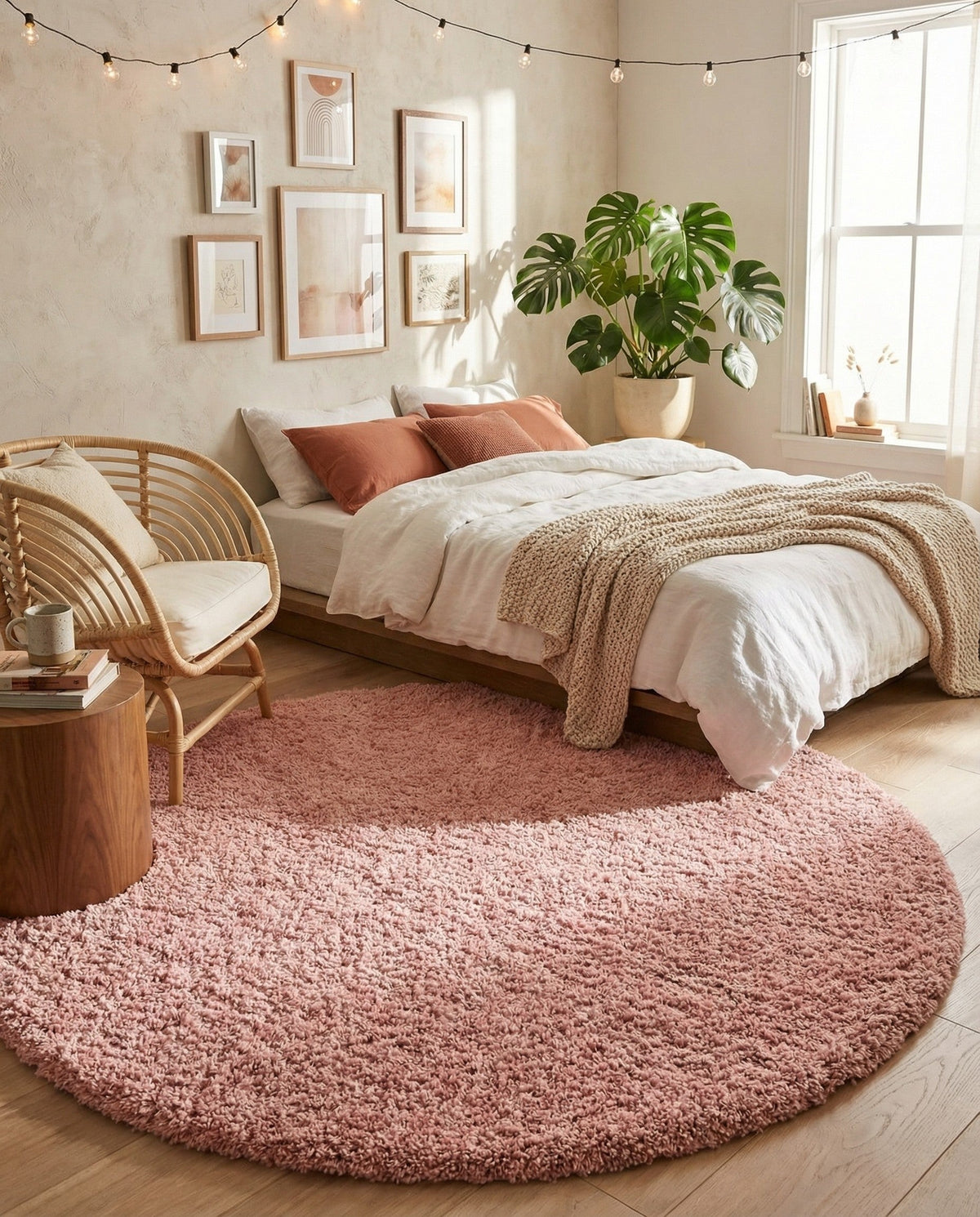 Alpine Plush Collection Area Rug - Verbier Round Pink  lifestyle 119