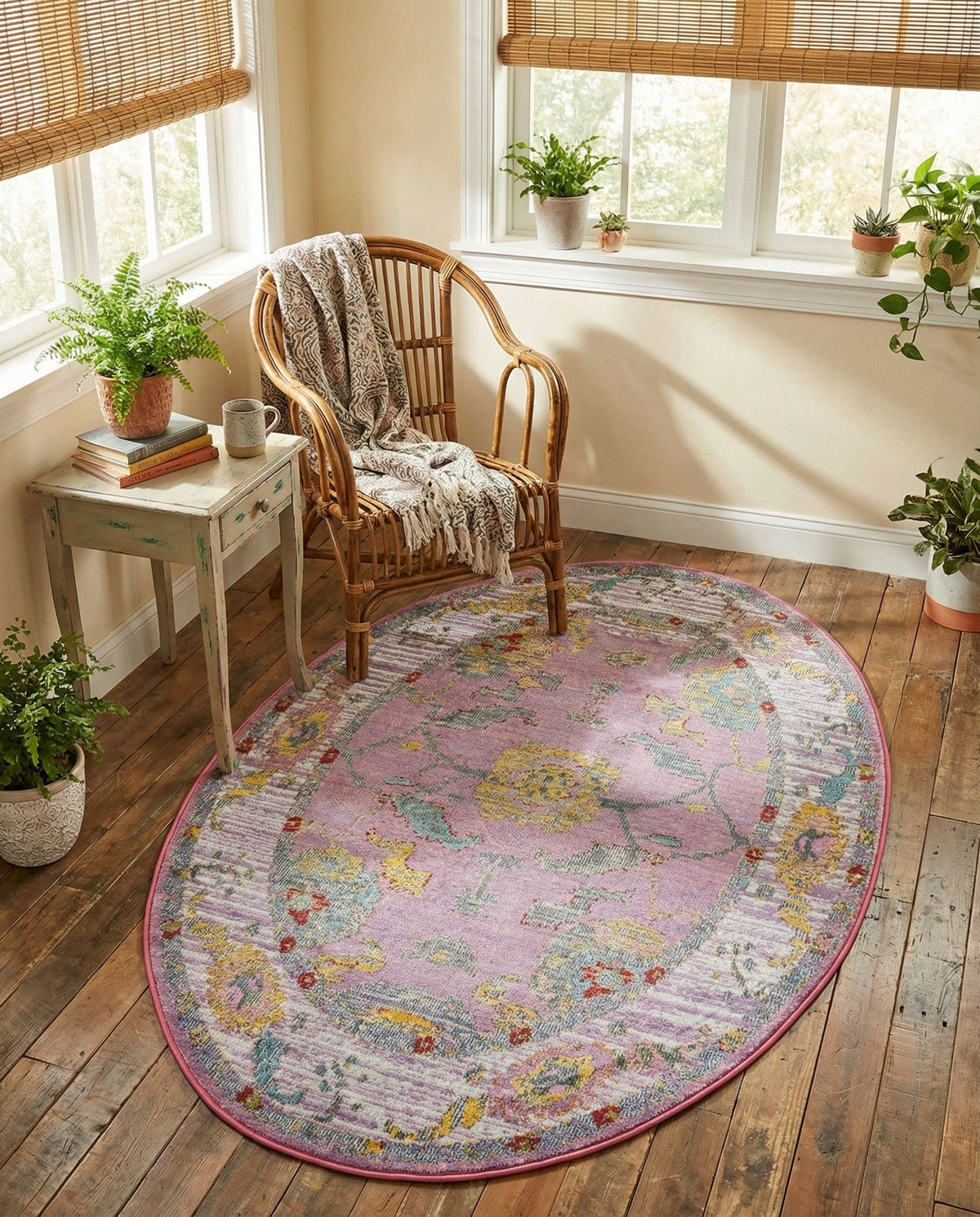 Arcadia Rugs Collection Area Rug - Eden (Pink) Oval Pink  lifestyle 82