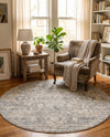Seville Stripes Collection Area Rug -  Cordoba (Gray) Round Gray  lifestyle 70