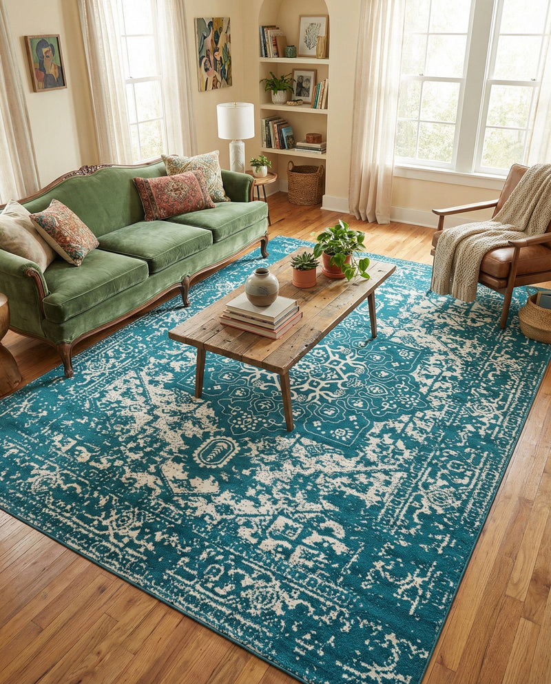 Georgetown Rugs Collection Area Rug - Dupont (Turquoise) Rectangle Turquoise  lifestyle 8
