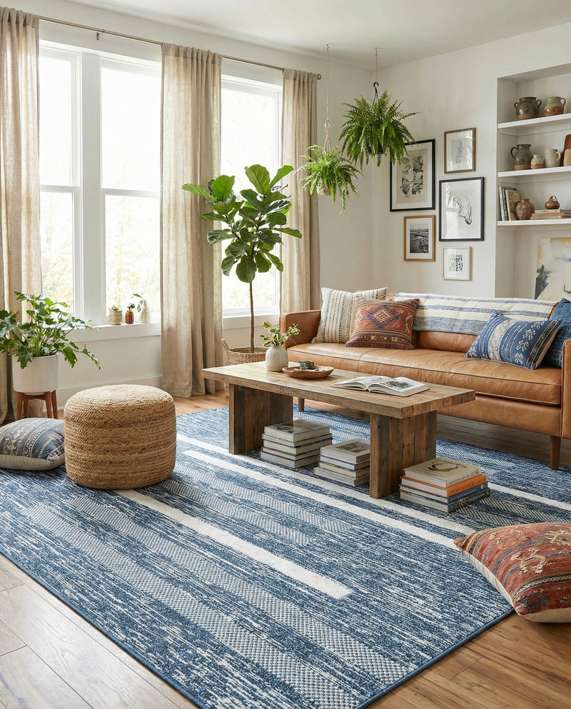 Cathedral Elegance Collection Area Rug - Chapel Rectangle Navy Blue  lifestyle 54