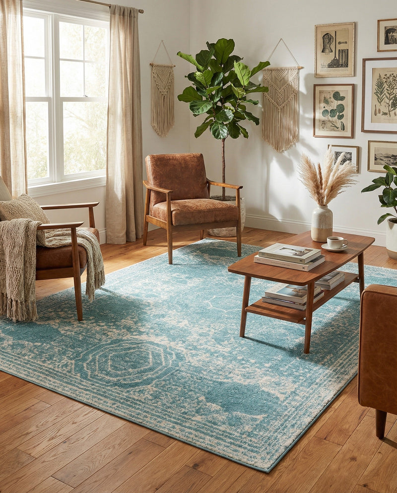Dover Terrace Collection Area Rug -  Lagoon (Aqua) Rectangle Aqua  lifestyle 22