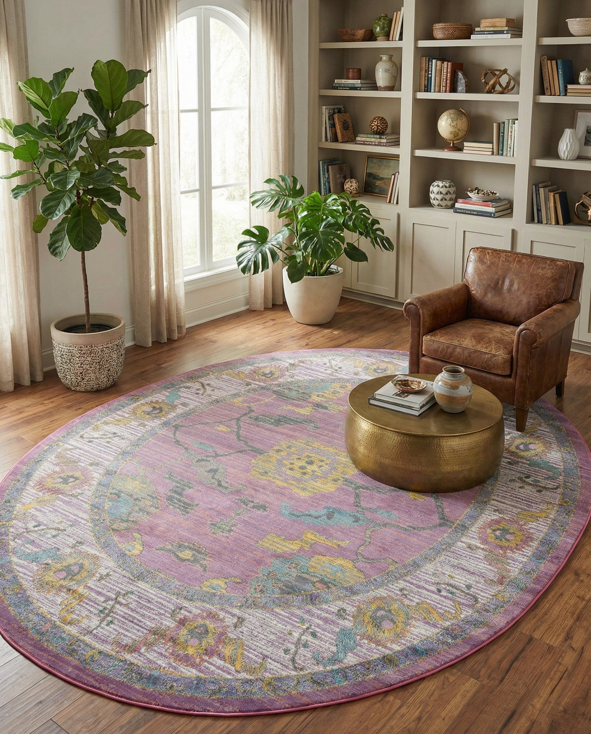 Arcadia Rugs Collection Area Rug - Eden (Pink) Oval Pink  lifestyle 78